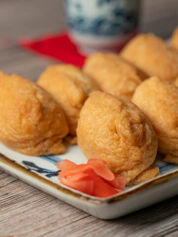 Inari Sushi on a white plate