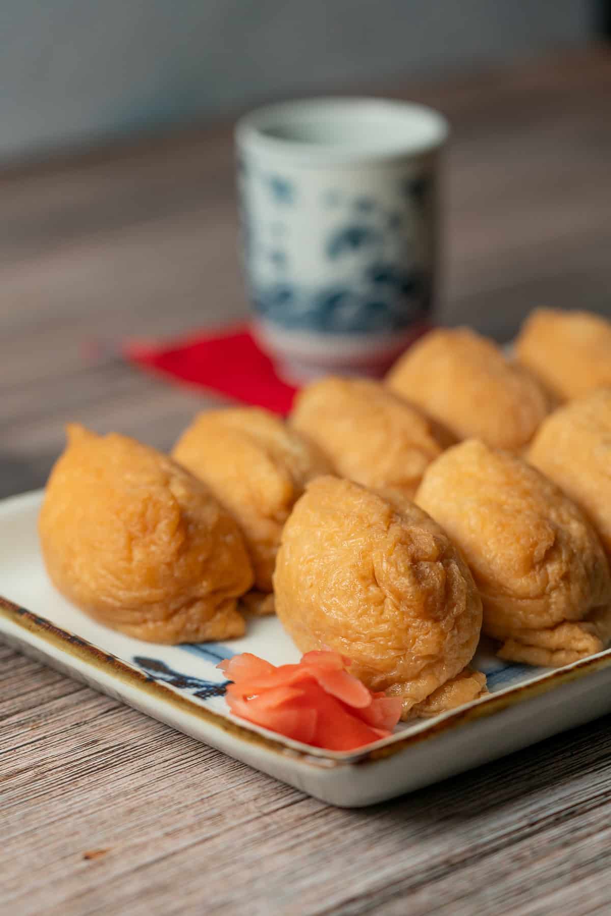 Inari Sushi on a white plate